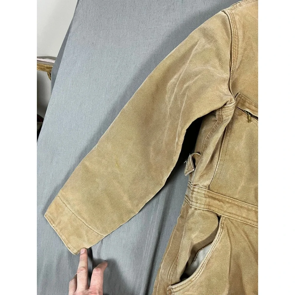 Carhartt Coveralls Mens 40 Short X01 Brown Quilt Lined Duck Canvas Distressed